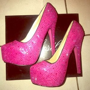 Pink Hustler Rhinestone Heels Glam